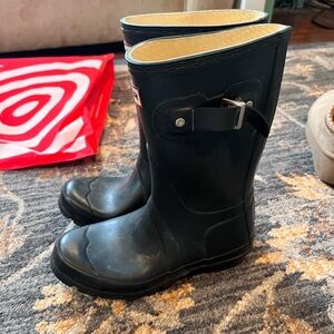 Hunter Black Matte Rubber Tall Rain Boots